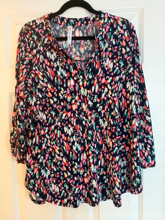 Dear Scarlett Tops - Dear Scarlett Lizzie top (Multicolor on Navy)
